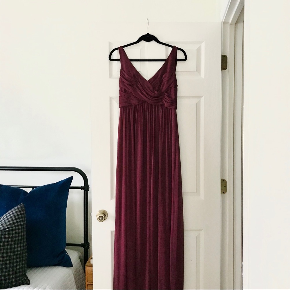 David’s Bridal Chiffon Wine Dress with Cowl Back